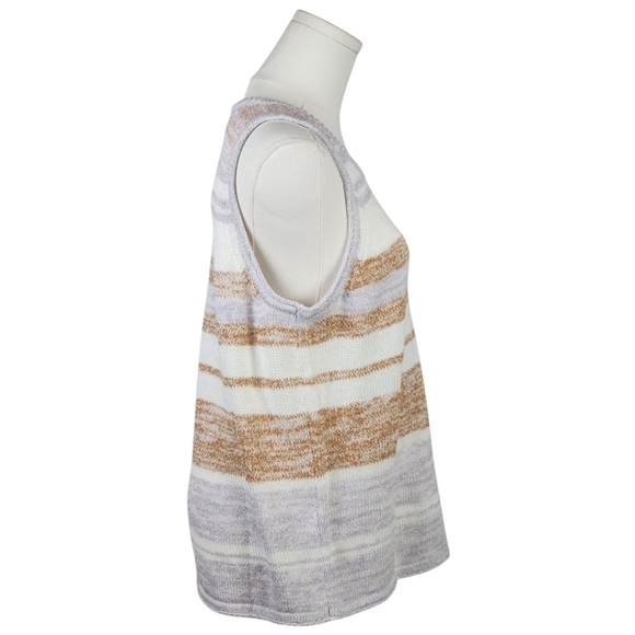 Splendid Artisanal Knit Tank Top XL Striped Marled Cotton Blend Sleeveless Shirt - Picture 5 of 8
